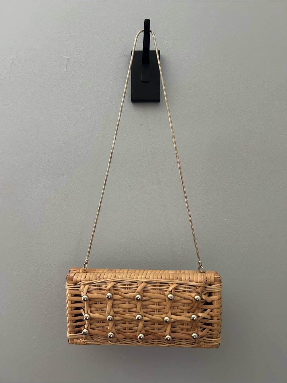 kate spade Woven Rattan Clutch with Gold Studs